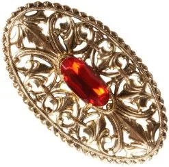 Overig Baretspeld Gouden Ovaal Met Rode Steen