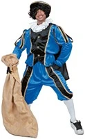 Overig Kostuum Zwarte Piet Blauw Luxe (met Cape) 8 Overig Kostuum Zwarte Piet Blauw Luxe (met Cape) - Afbeelding 6