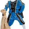 Overig Kostuum Zwarte Piet Blauw Luxe (met Cape) -Decoratie Verkoopwinkel kostuum zwarte piet blauw luxe met cape