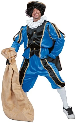 Overig Kostuum Zwarte Piet Blauw Luxe (met Cape) 3 Overig Kostuum Zwarte Piet Blauw Luxe (met Cape)