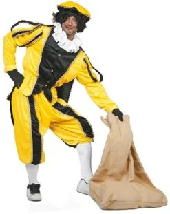 Overig Kostuum Zwarte Piet Geel Luxe (met Cape)