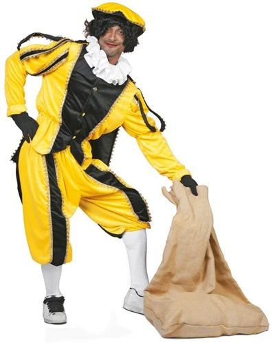 Overig Kostuum Zwarte Piet Geel Luxe (met Cape) 3 Overig Kostuum Zwarte Piet Geel Luxe (met Cape)