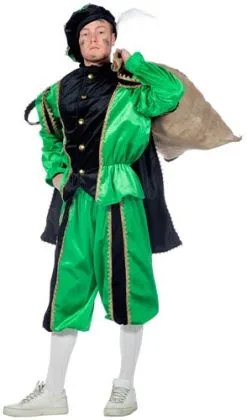 Overig Kostuum Zwarte Piet Groen Luxe (met Cape)