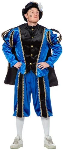 Overig Kostuum Zwarte Piet Blauw Luxe (met Cape) 6 Overig Kostuum Zwarte Piet Blauw Luxe (met Cape) - Afbeelding 4