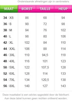 Overig Zwarte Piet Dameskostuum Blauw Luxe (met Cape) -Decoratie Verkoopwinkel maattabel 66