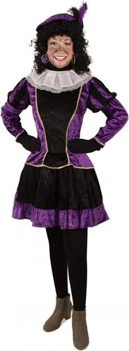 Overig Pieten Jurkje Dames Paars-Zwart Met Petticoat