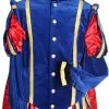 Overig Pietenkostuum Fluweel Madrid Met Cape Blauw-Rood -Decoratie Verkoopwinkel pietenkostuum fluweel madrid met cape blauw rood