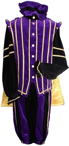 Overig Pietenkostuum Marbella Fluweel Katoen Paars/Zwart