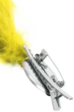 Overig Gele Buigbare Verenpluim Met Speld En Clip (30 Cm) -Decoratie Verkoopwinkel verenpluim geel 30cm buigbaar met speld en clip bevestiging