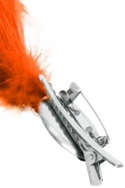 Overig Oranje Buigbare Verenpluim Met Speld En Clip (30 Cm) -Decoratie Verkoopwinkel verenpluim oranje 30cm buigbaar met speld en clip bevestiging