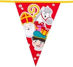 Overig Sint & Piet Vlaggenlijn (6m) -Decoratie Verkoopwinkel vlaggenlijn sint piet 6m detail