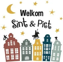 Overig Welkom Sint & Piet Raamstickers 5st - 19x26cm