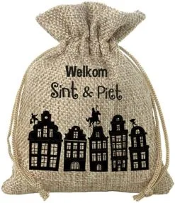 Overig Zak Van Sinterklaas Jute Cadeauzakje - 18x25cm