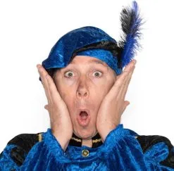 Overig Zwarte Piet Baret Blauw Velours (met Veren)