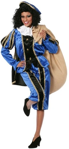 Overig Zwarte Piet Dameskostuum Blauw Luxe (met Cape)