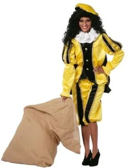 Overig Zwarte Piet Dameskostuum Geel Luxe (met Cape)