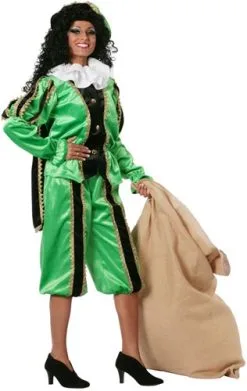 Overig Zwarte Piet Dameskostuum Groen Luxe (met Cape)