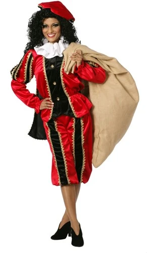 Overig Zwarte Piet Dameskostuum Rood Luxe (met Cape) 3 Overig Zwarte Piet Dameskostuum Rood Luxe (met Cape)
