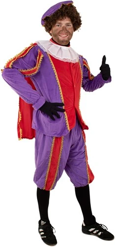 Overig Zwarte Piet Kostuum Paars/Rood Met Cape
