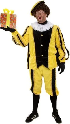 Overig Zwarte Piet Kostuum Zwart/Geel Met Cape