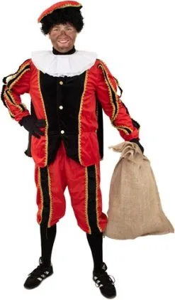 Overig Zwarte Piet Kostuum Zwart/Rood Met Cape